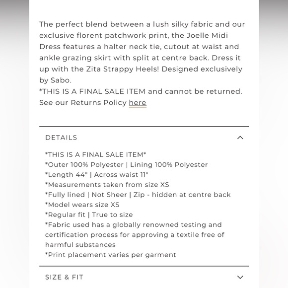 Sabo Skirt Joelle MIDI Dress - Picture 5 of 5